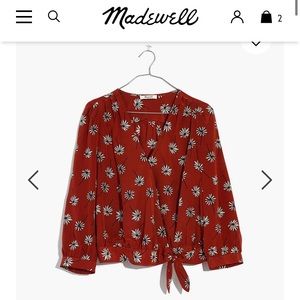 Madewell silk wrap top in fresh daisies